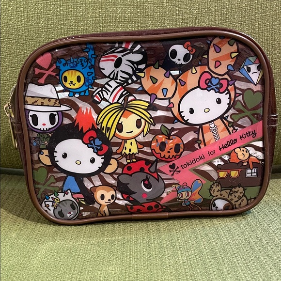 tokidoki for Hello Kitty Handbags - tokidoki Small Cosmetics bag - Brown and Multicolor